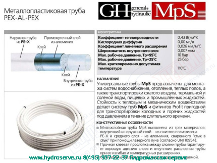 Труба 32*3.0 металлопластиковая PEX-AL-PEX MRS GH  - 1 м\п