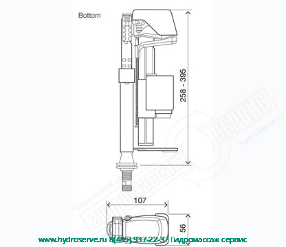 Впускной клапан 3\8" бачка унитаза, нижний OLI Azor