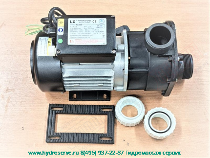 Электро помпа LX EA350 220-240V, 0.75K, PH1 wгидромассажа для ванны с пневмовключением, в сборе с фланцами 48mm и блок-ки сухого хода Appollo-Aqalux